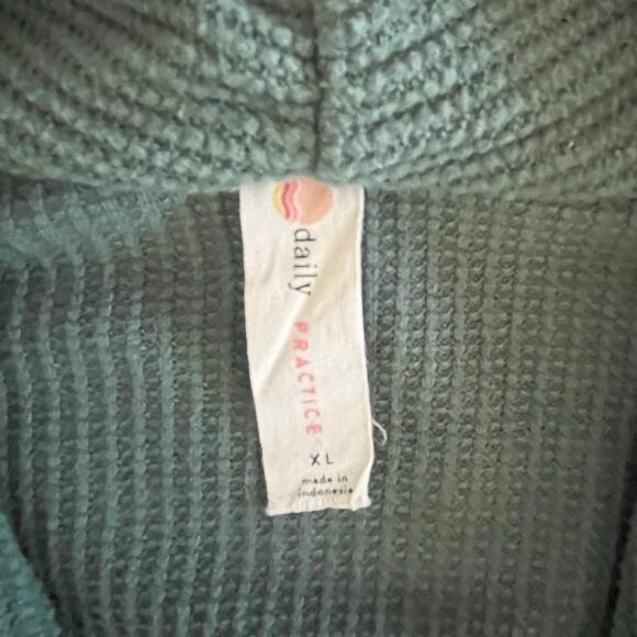 Anthropologie Daily Practice Waffle Knit Wrap Top Green XL Loungewear Cozy - Picture 8 of 9
